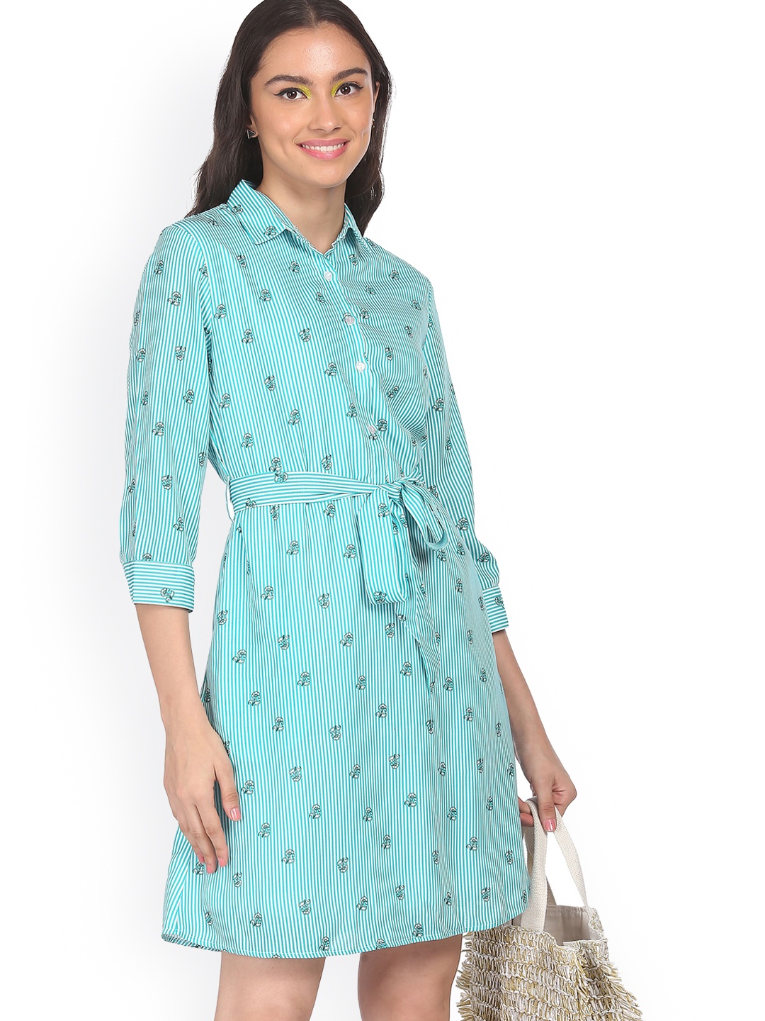 

Sugr Women Blue Floral Shirt Dress