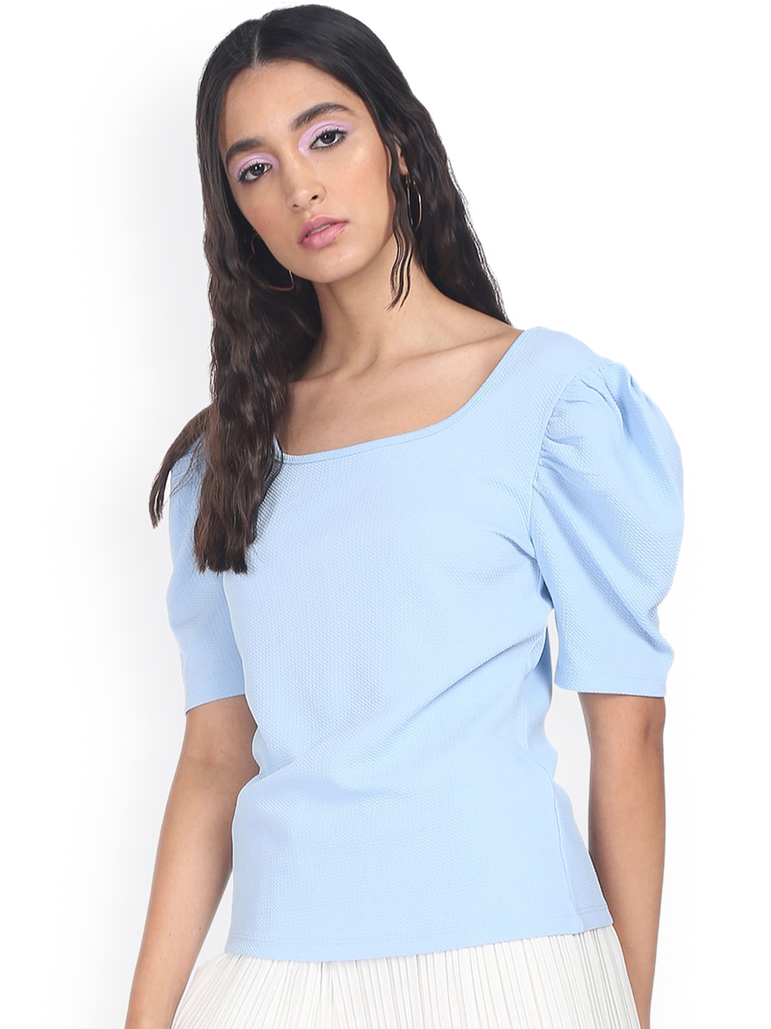 

Sugr Puff Sleeves Top, Blue