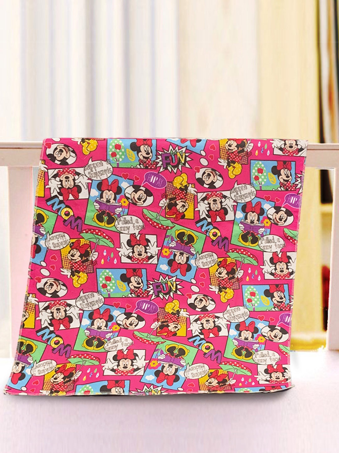 

YK Kids Minnie Mouse Printed Medium Size Mattress Protector, Pink