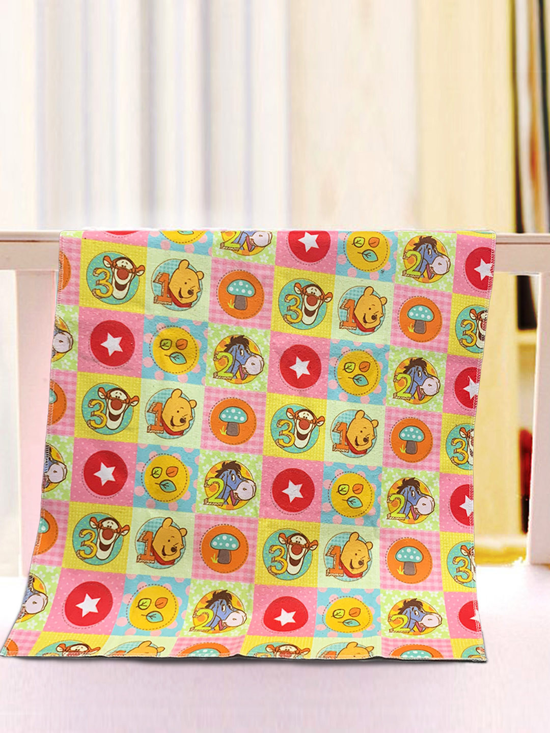 

YK Kids Winnie the Pooh Printed Medium Size Mattress Protector, Yellow