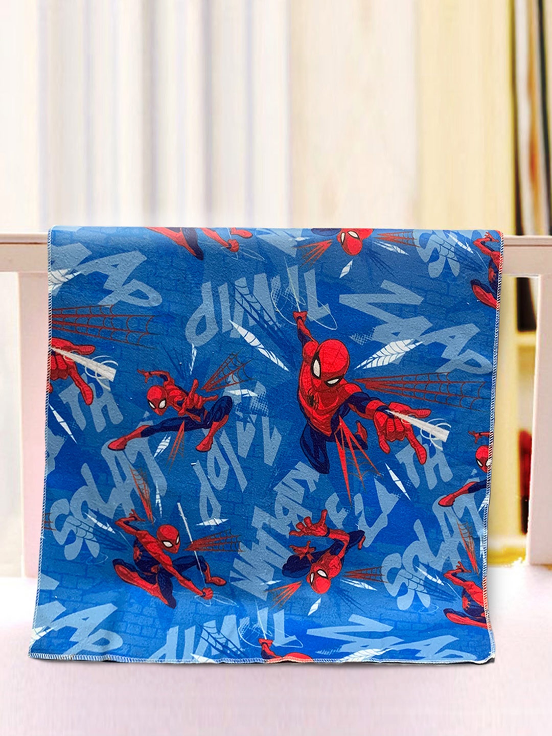 

YK Blue Polyester Spiderman Printed Small Size Dry Sheet/Bed Protector for Kids