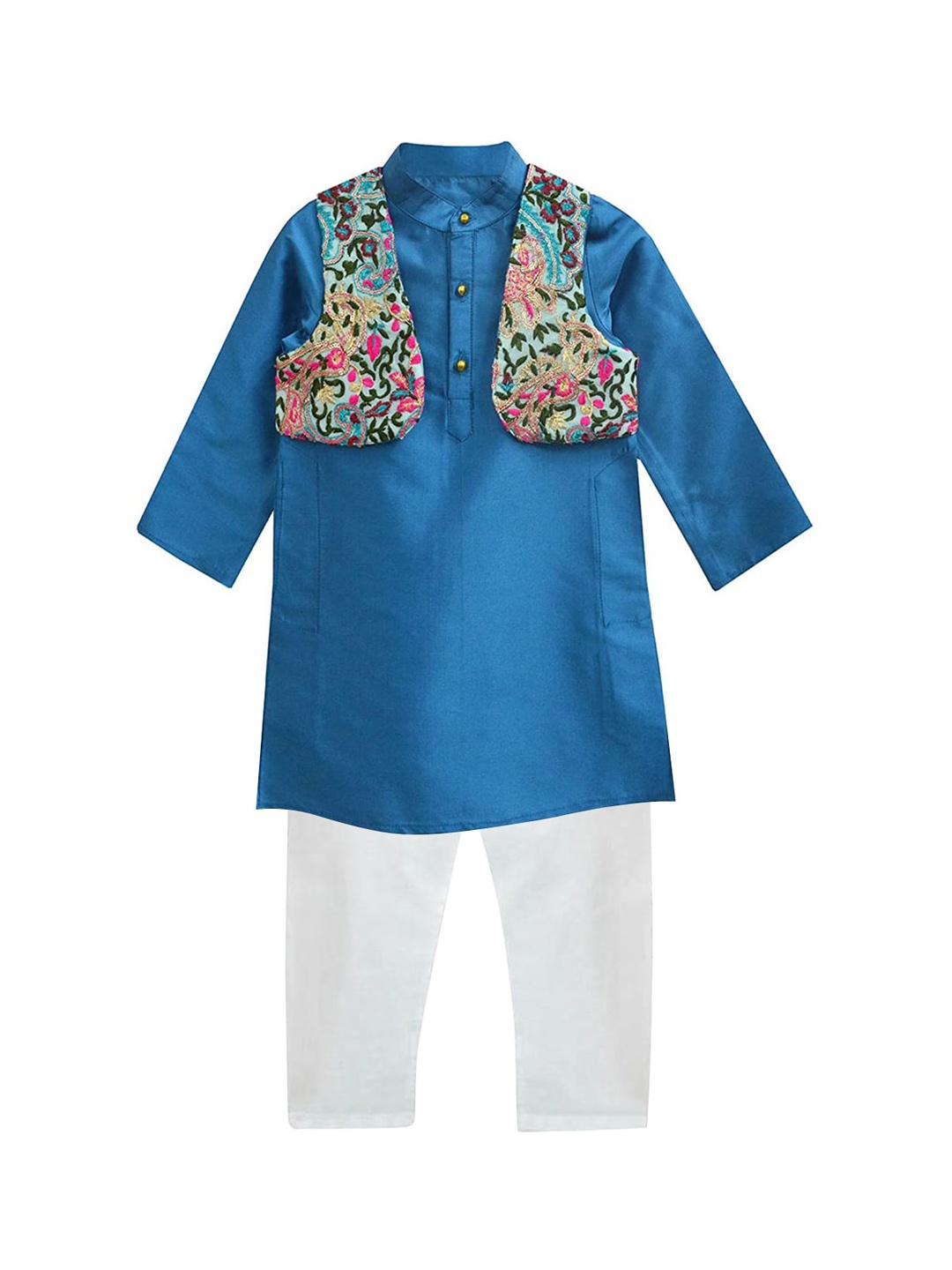 

A T U N Boys Turquoise Blue Kurta with Pyjamas