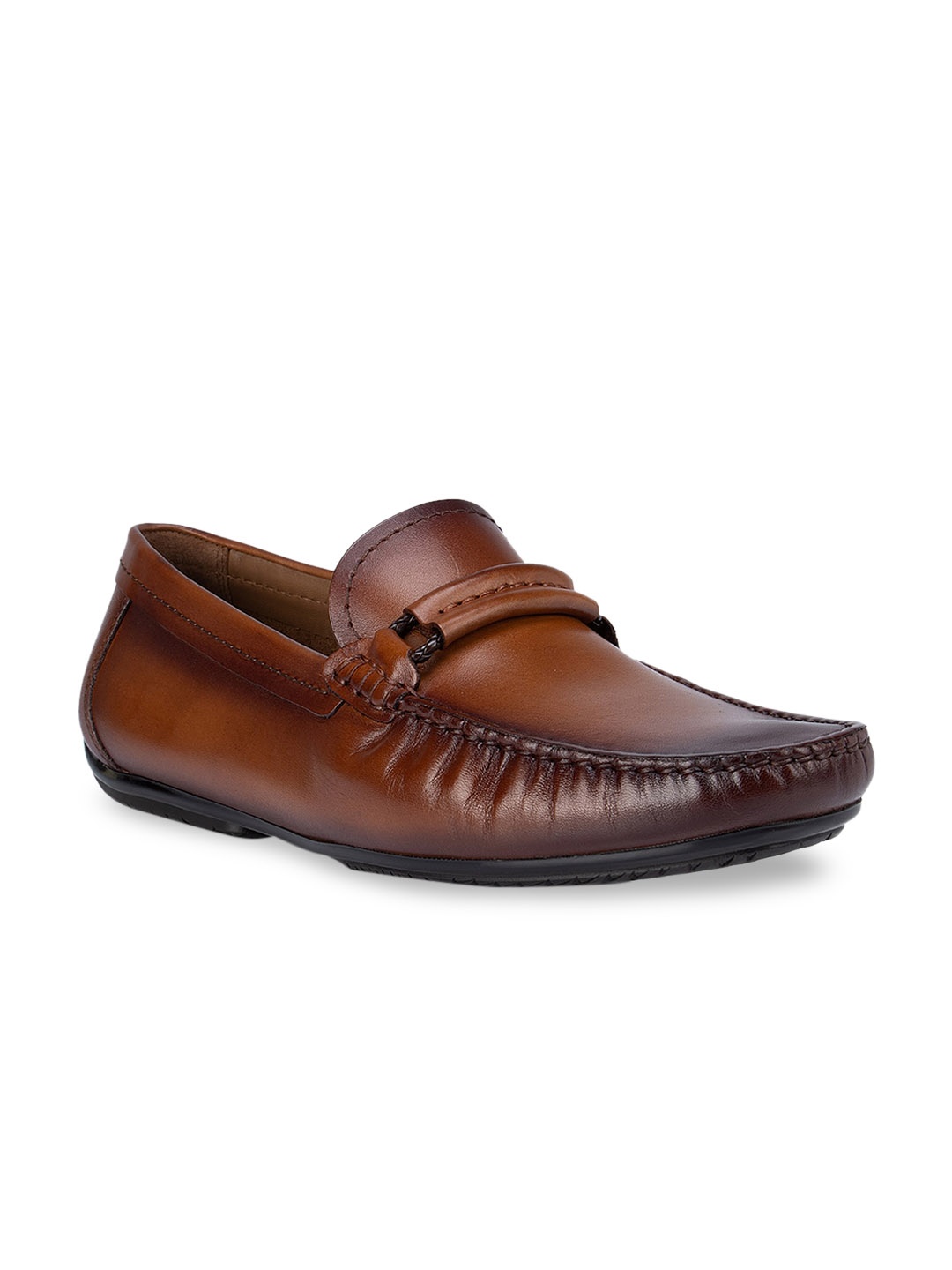 

ROSSO BRUNELLO Men Brown Printed Lightweight Leather Loafers