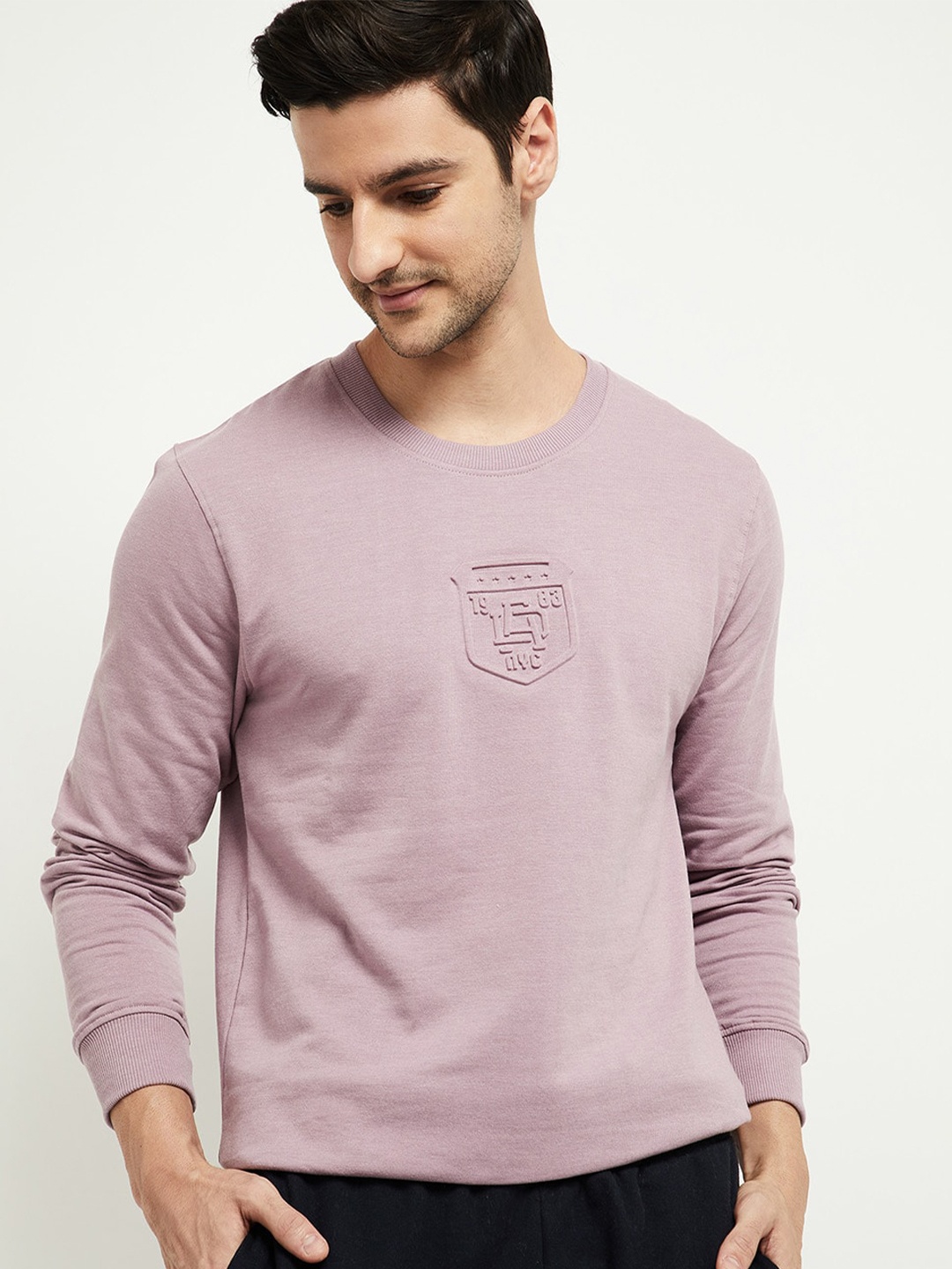 

max Men Pink Solid T-shirt