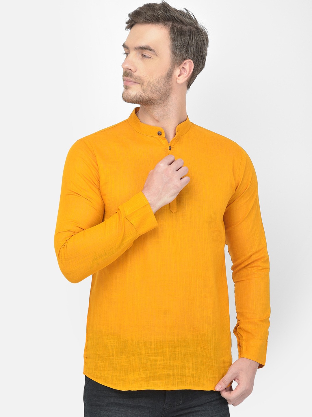 

SG LEMAN Men Mustard Yellow Solid Kurta