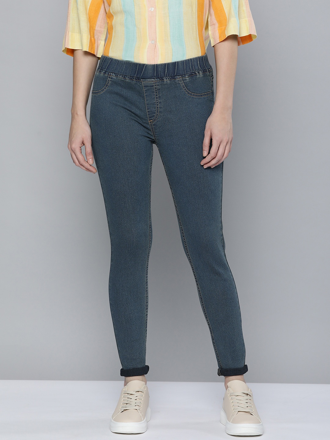 

HERE&NOW Women Blue Mid-Rise Clean Look Jeggings