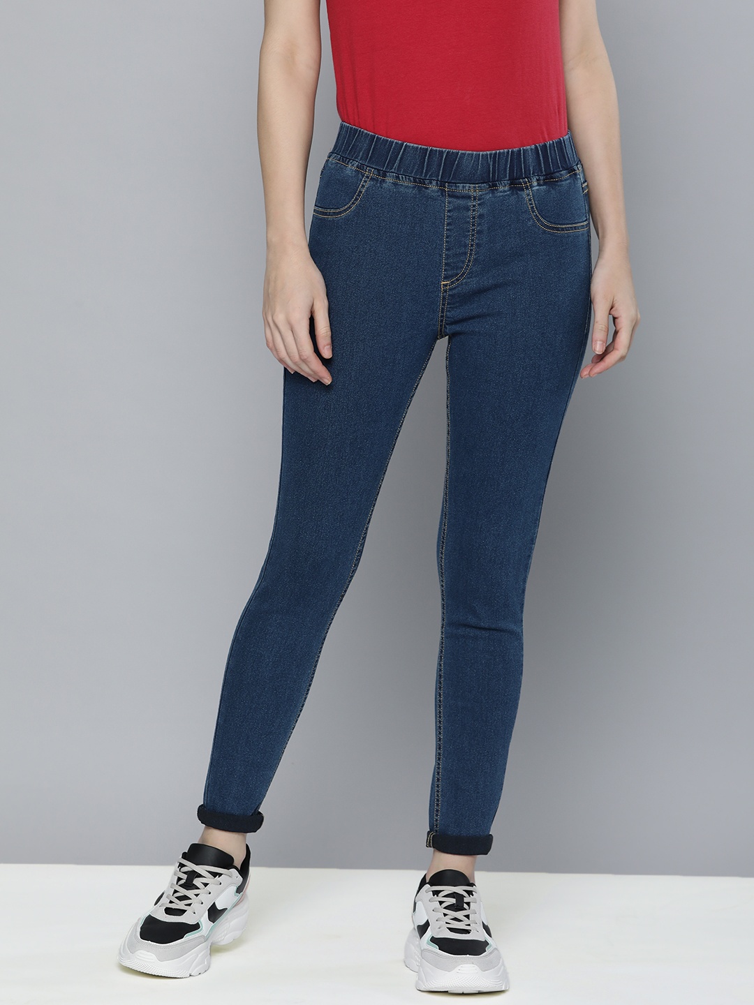 

HERE&NOW Women Blue Mid-Rise Clean Look Jeggings