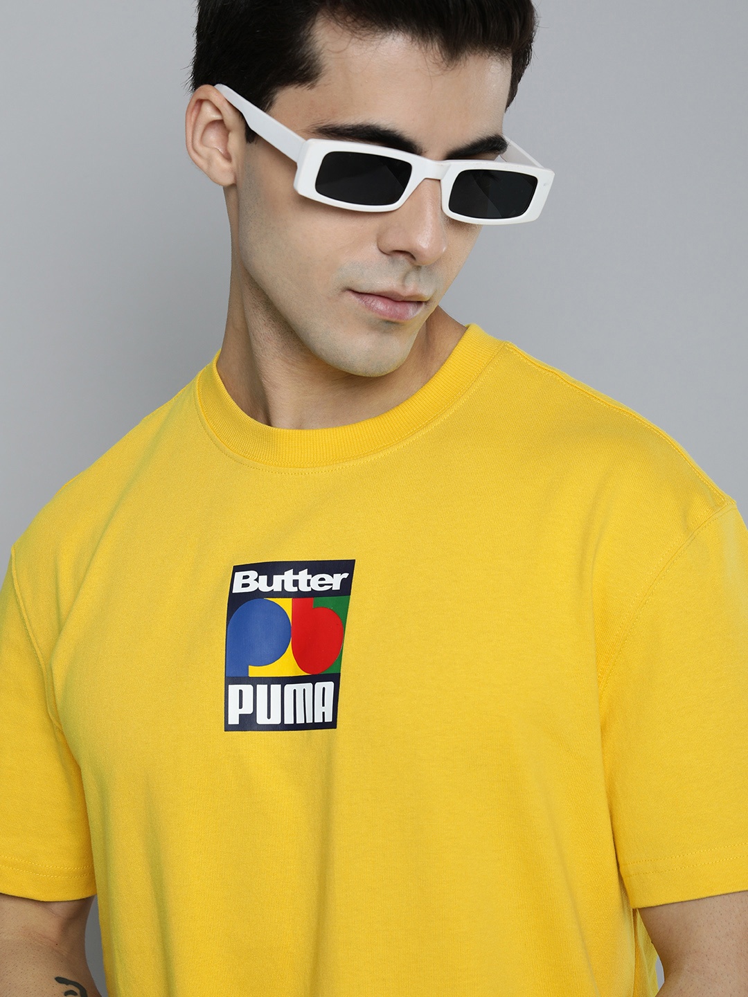 

Puma x Butter Goods Men Yellow Typography Print Extended Sleeves Relaxed Fit Sustainable T-shirt