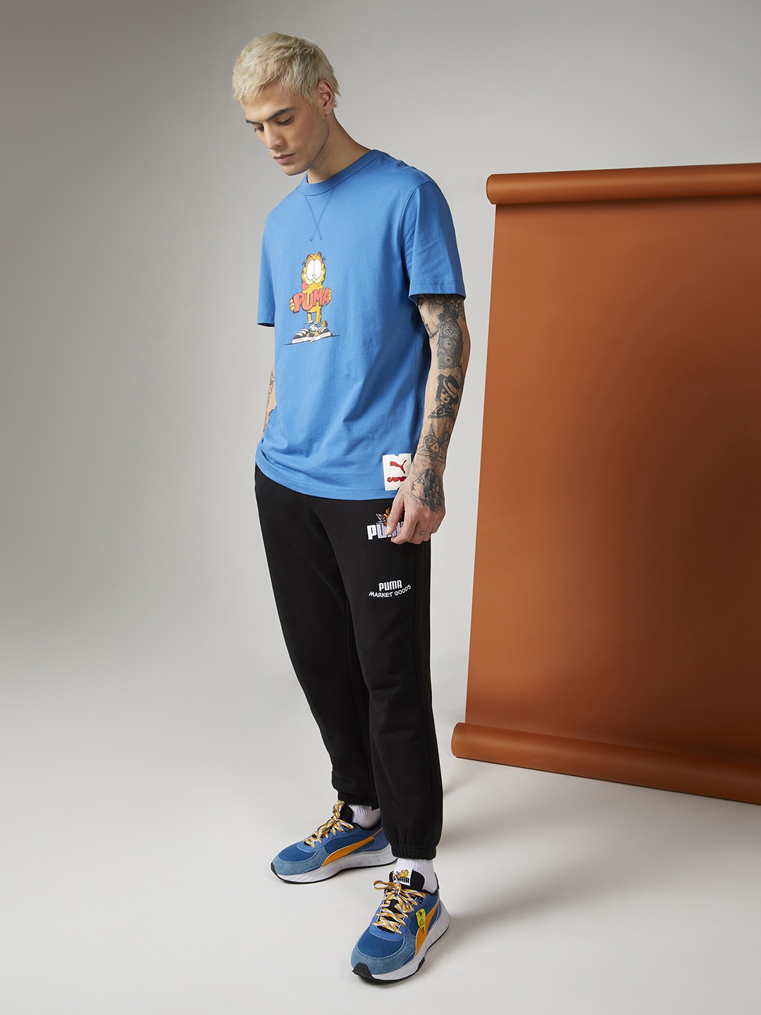 

Puma Men Blue & Multicoloured GARFIELD Graphic Men's T-shirt