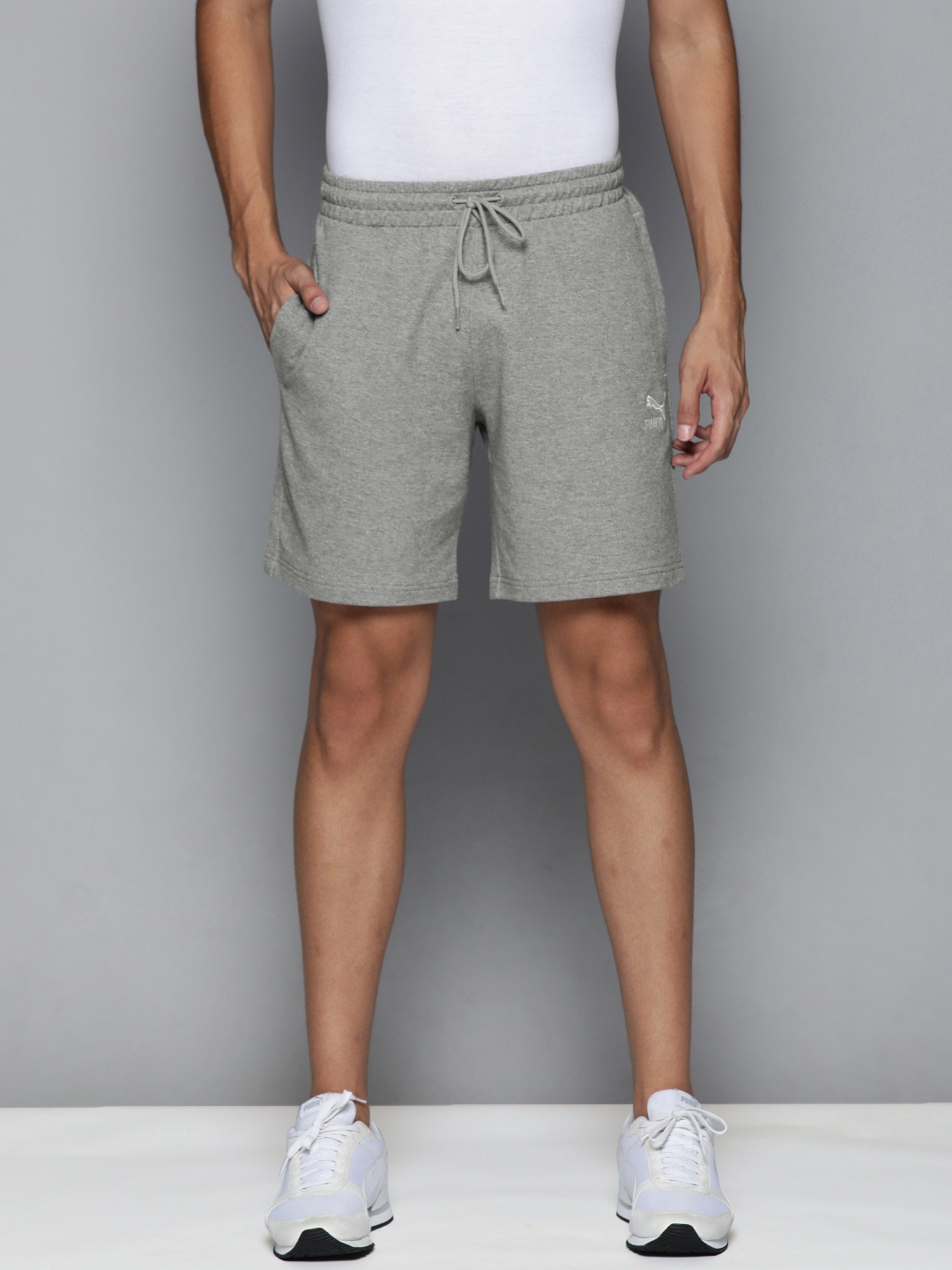 

Puma Men Grey Classics Logo Printed Shorts