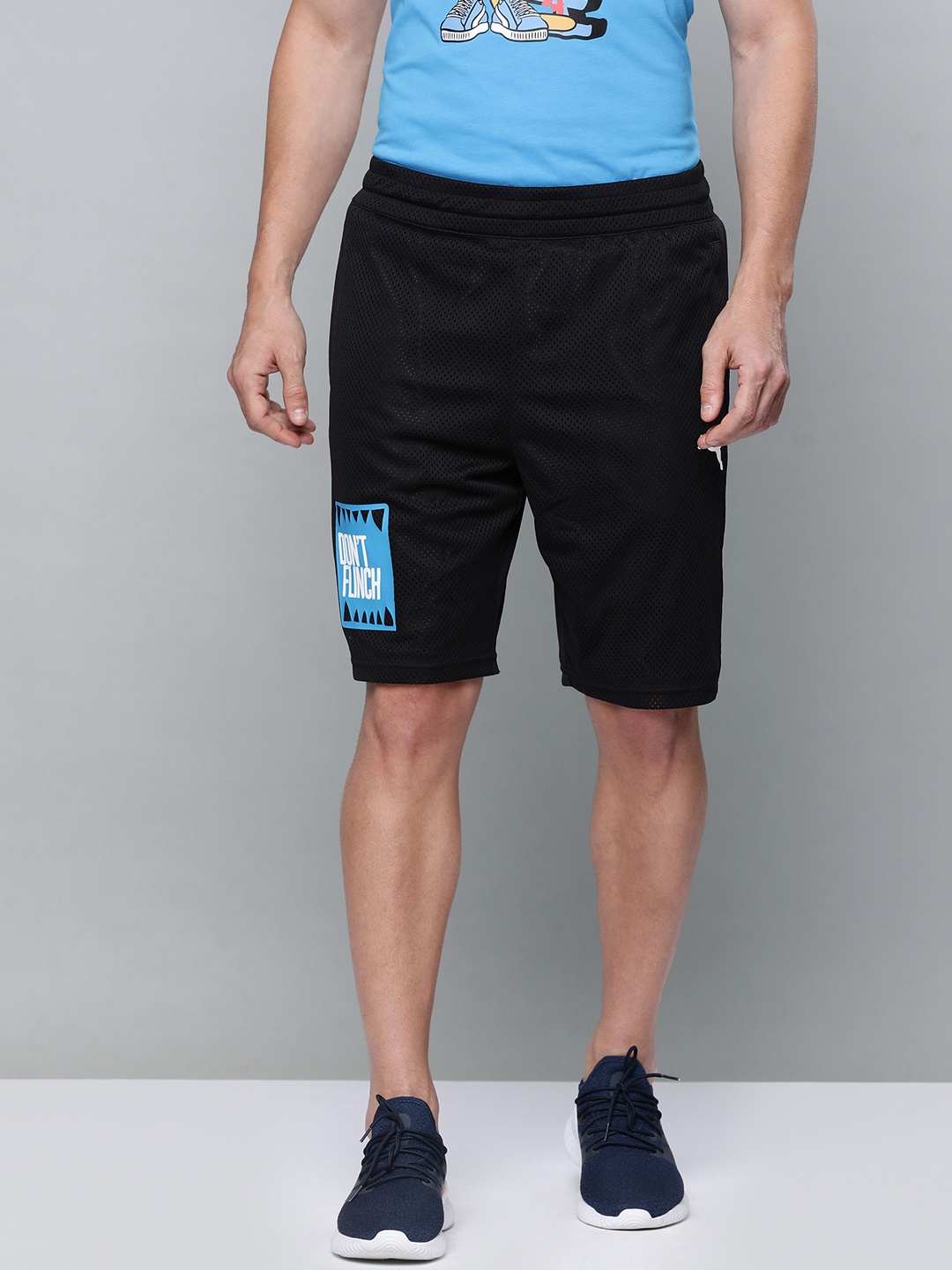 

PUMA Hoops Men Black Typography Printed Mesh Practice Sports Sustainable Shorts