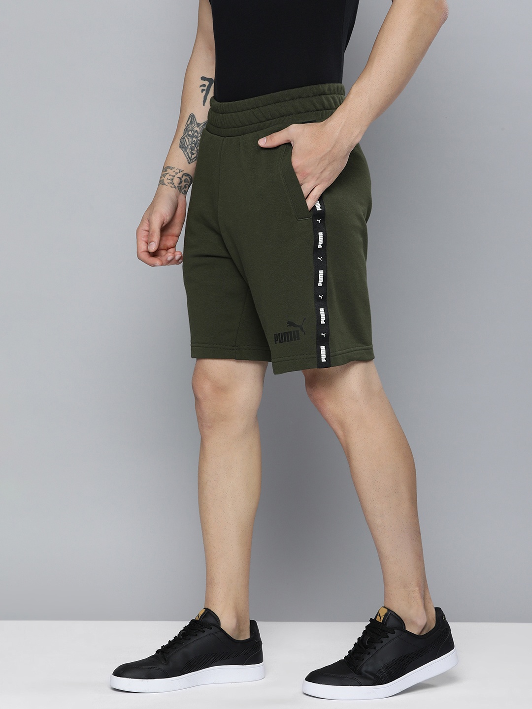 

Puma Men Essentials+ Tape Regular Fit Sports Shorts, Green