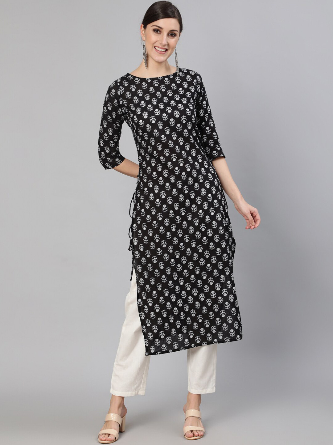 

Nayo Women Black Ethnic Motifs Printed Kurta