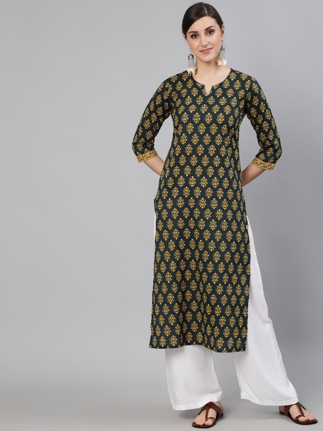 

Nayo Women Green Ethnic Motifs Printed Kurta