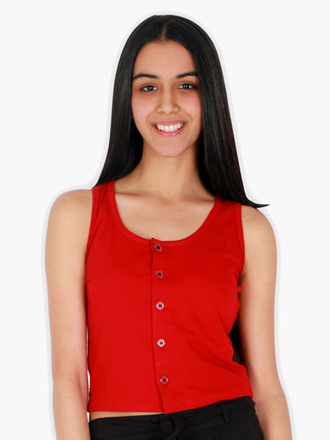 

YK Women Red Solid Crop Top