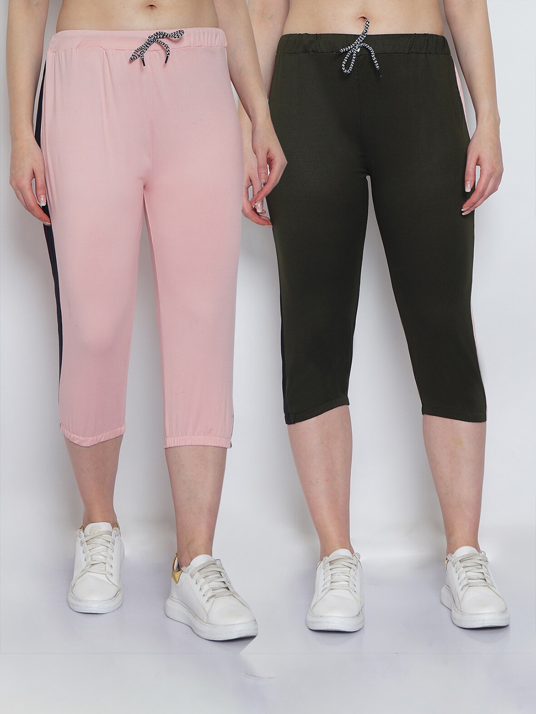 

GRACIT Women Pack of 2 Pink & Green Capris