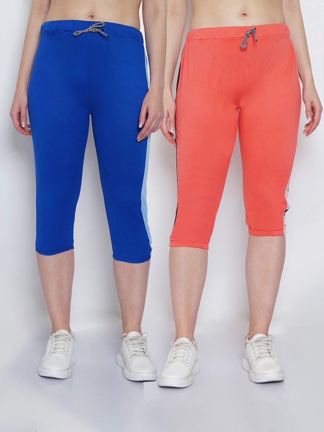 

GRACIT Women Pack-2 Blue & Orange Capris