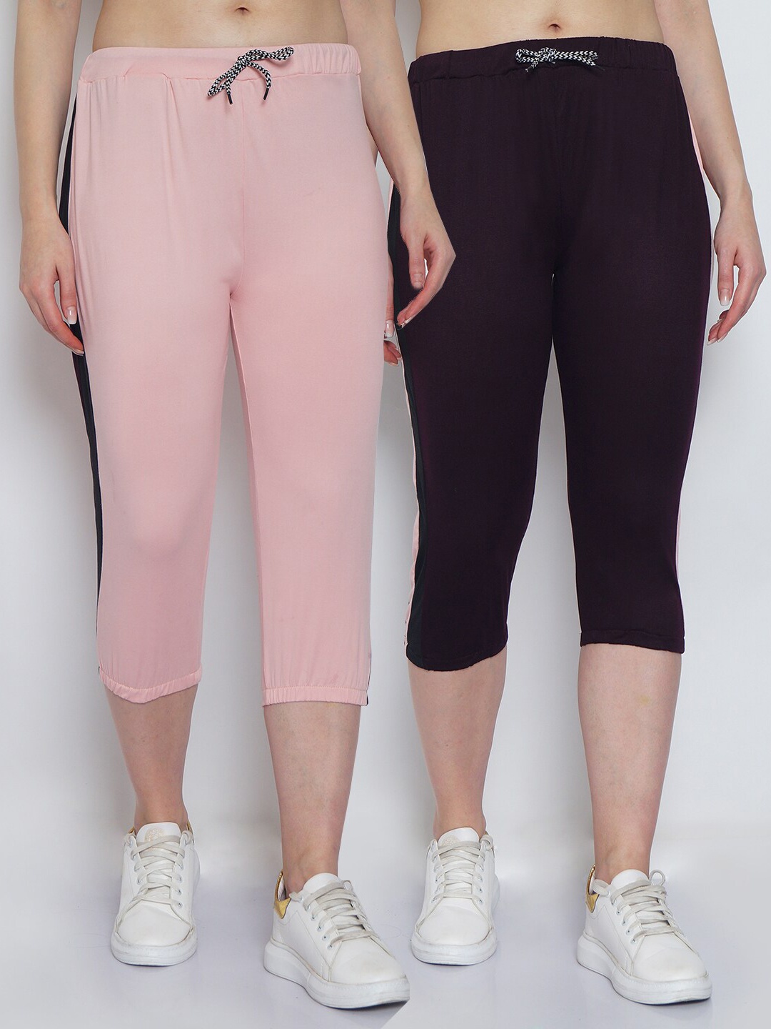 

GRACIT Women Set Of 2 Capris, Pink