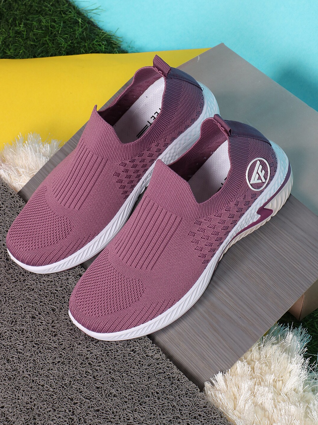 

FLYING FEET Women Purple Mesh Walking Non-Marking Shoes