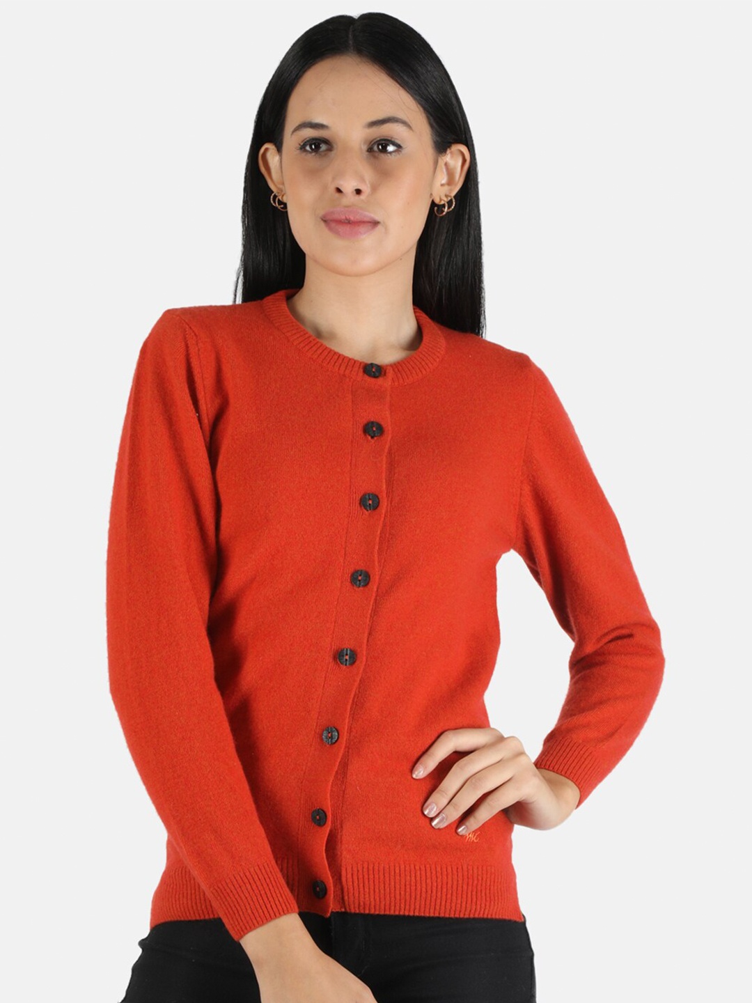 

Monte Carlo Women Orange Solid Wool Cardigan