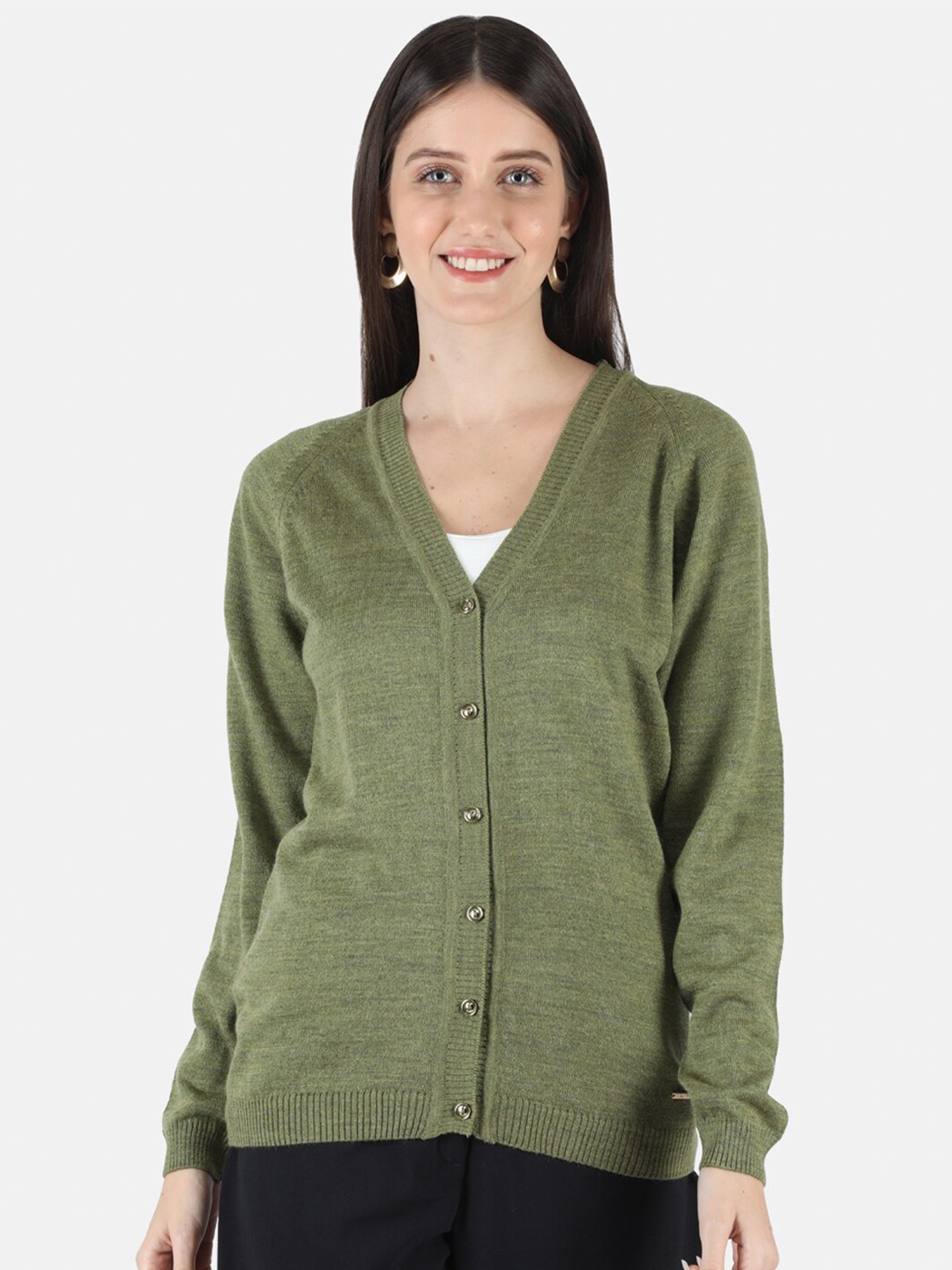 

Monte Carlo Women Olive Green Wool Cardigan