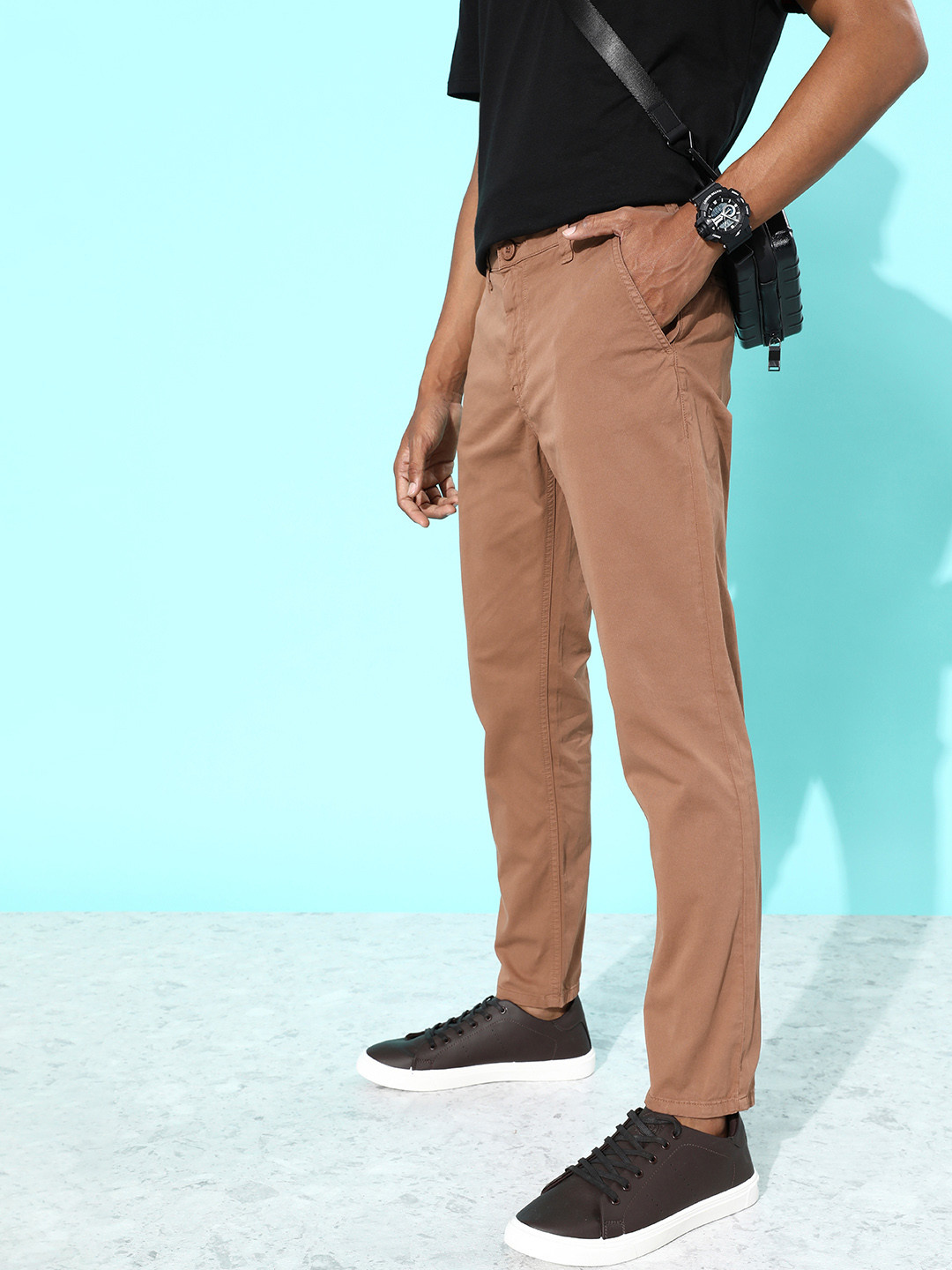 

HERE&NOW Men Brick Brown MCW Forever Vacay Summer Super Lights Slim Fit Trousers