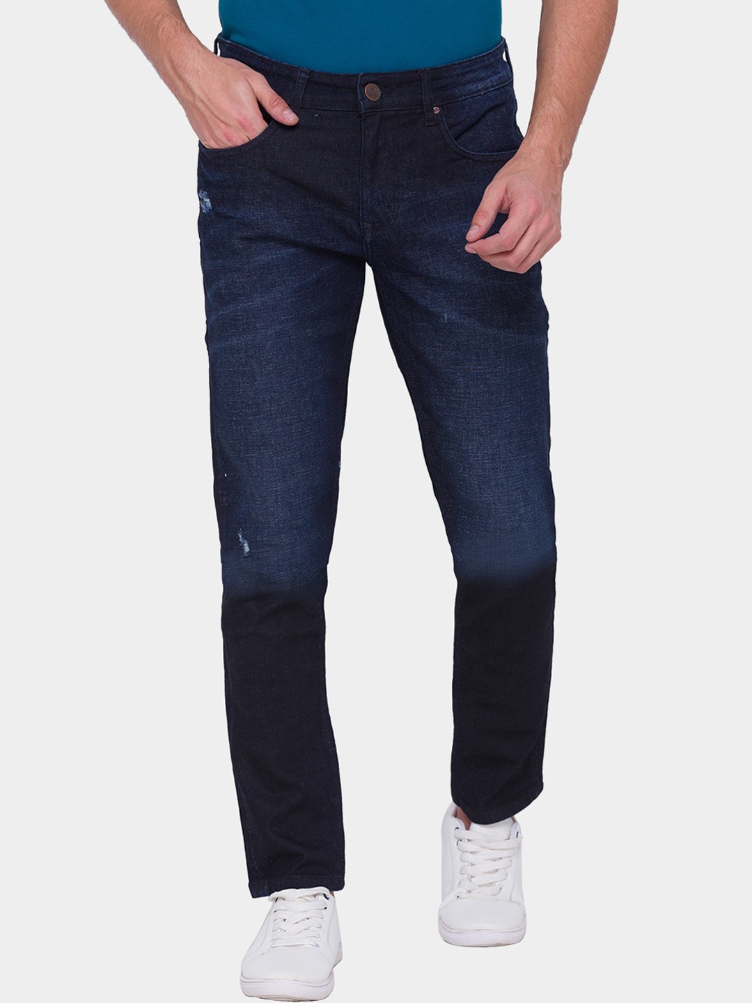 

Being Human Men Blue Regular Fit Low Distress Heavy Fade Jeans