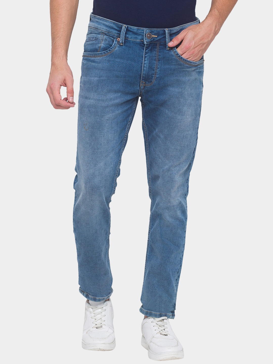 

Being Human Men Blue Regular Fit Light Fade Cropped Jeans