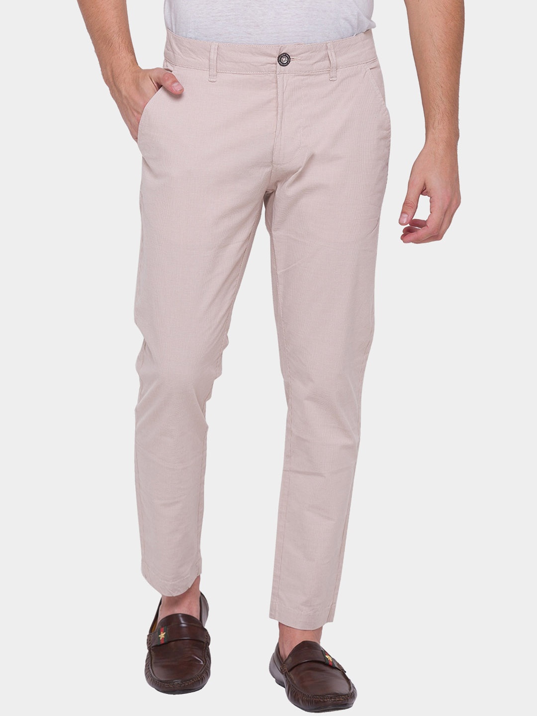 

Being Human Men Beige Regular Fit Mid-Rise Clean Look Cropped Cotton Jeans