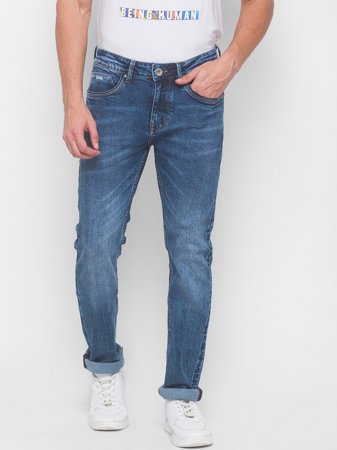 

Being Human Men Blue Regular Fit Heavy Fade Jeans