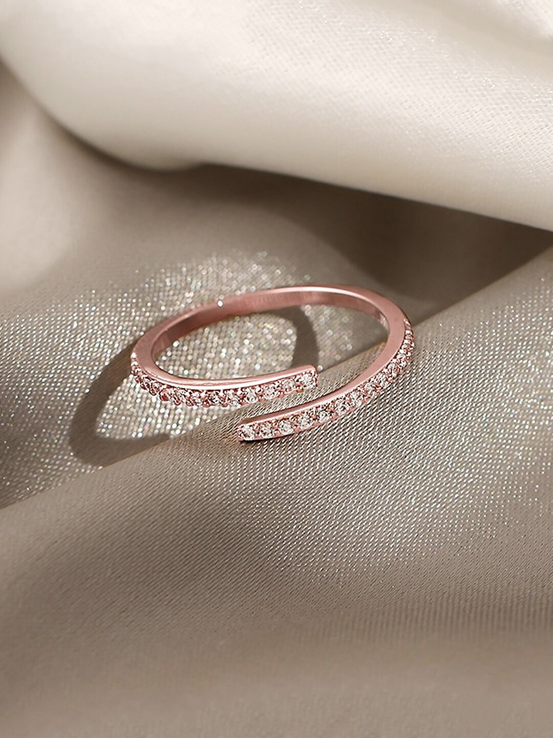 

Yellow Chimes Women Rose-Gold Plated Adjustable Open Twist Eternity Ring