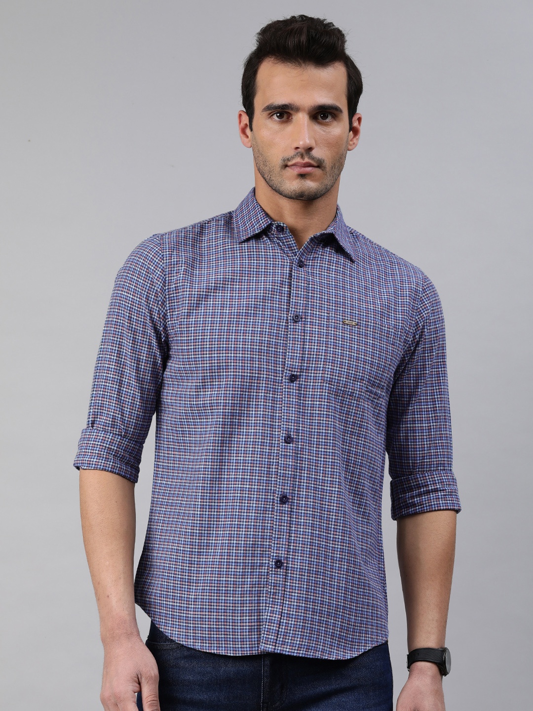 

abof Men Blue & Red Checked Casual Shirt