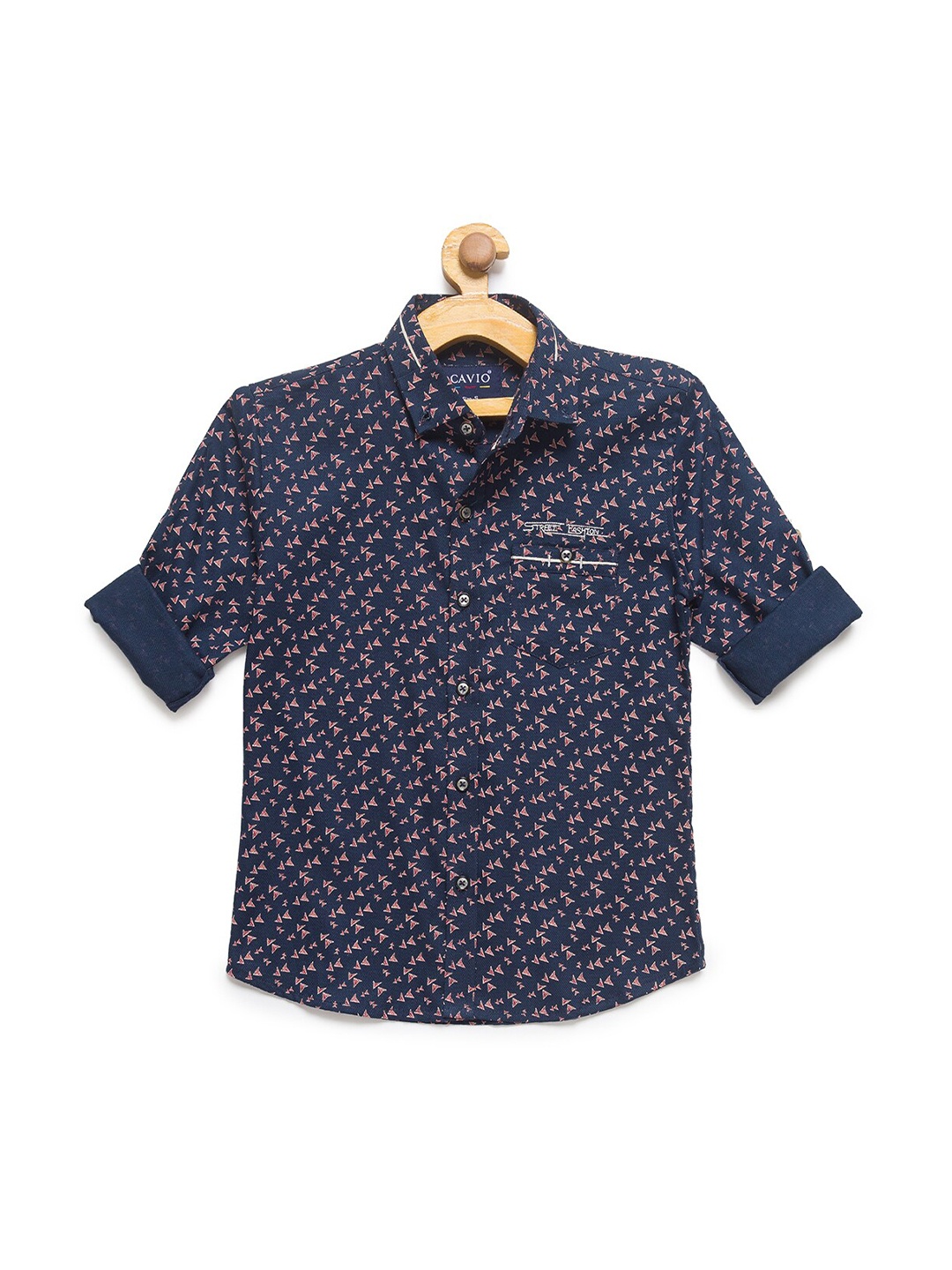 

CAVIO Boys Navy Blue Premium Printed Casual Shirt