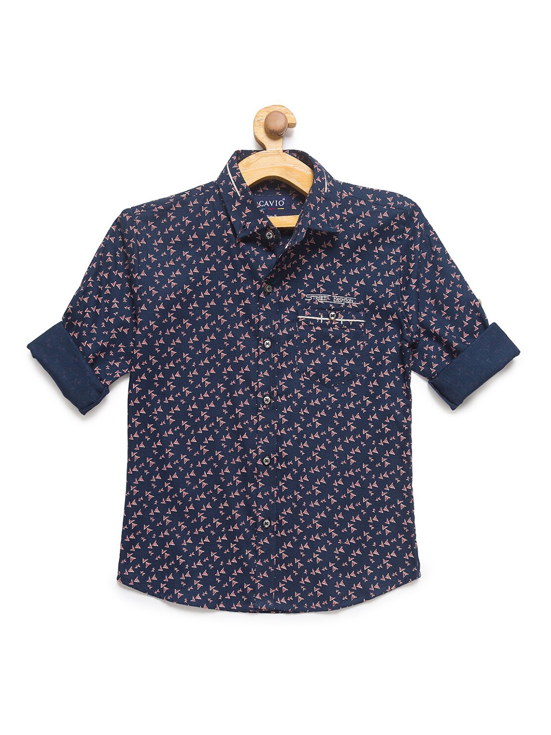

CAVIO Boys Navy Blue Premium Abstract Printed Casual Shirt