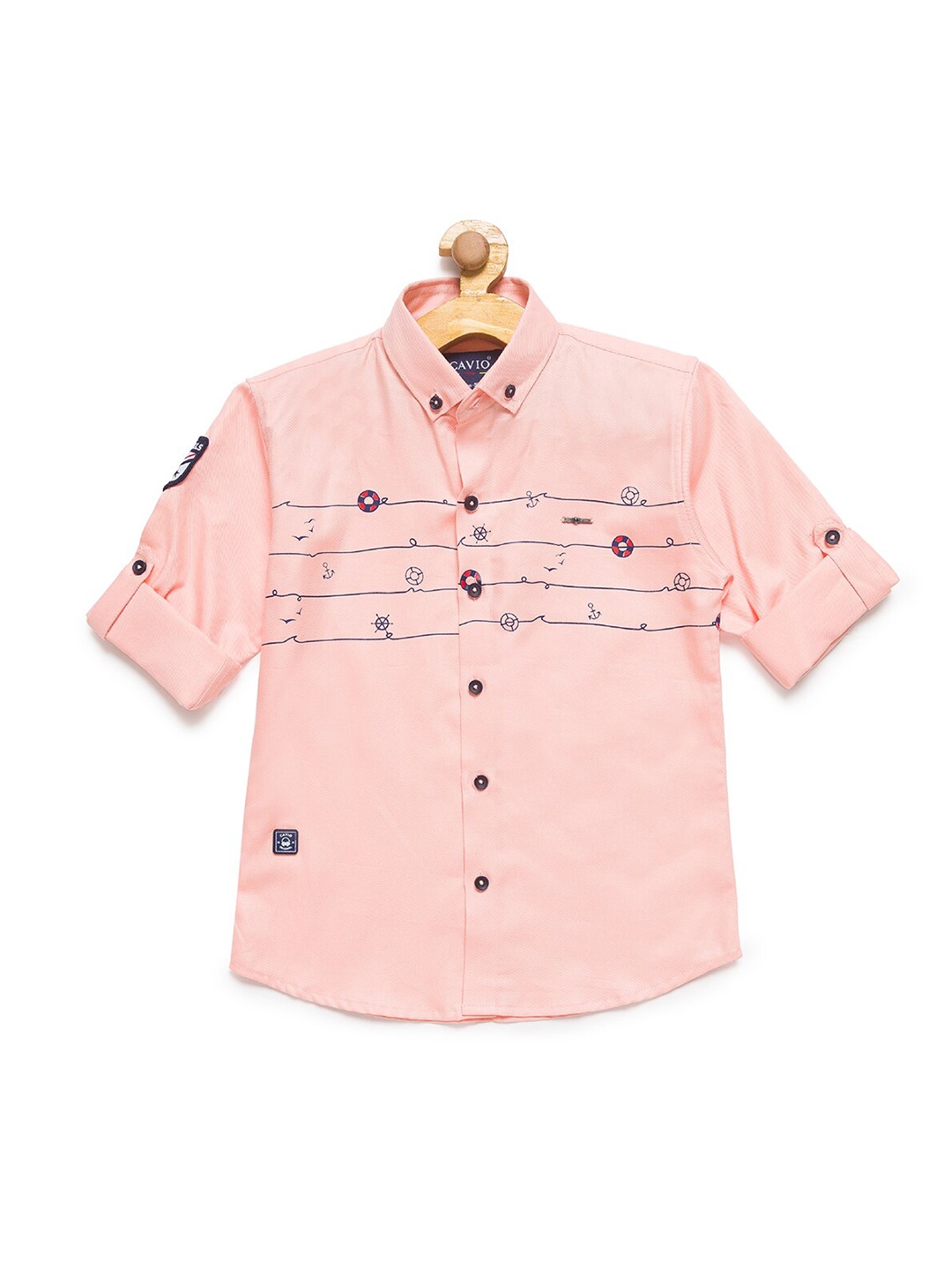 

CAVIO Boys Pink Printed Premium Casual Shirt