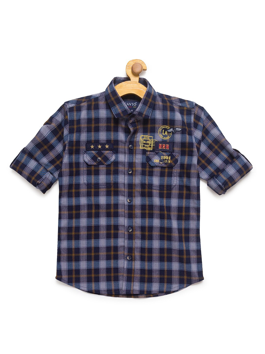 

CAVIO Boys Blue Premium Checked Casual Shirt