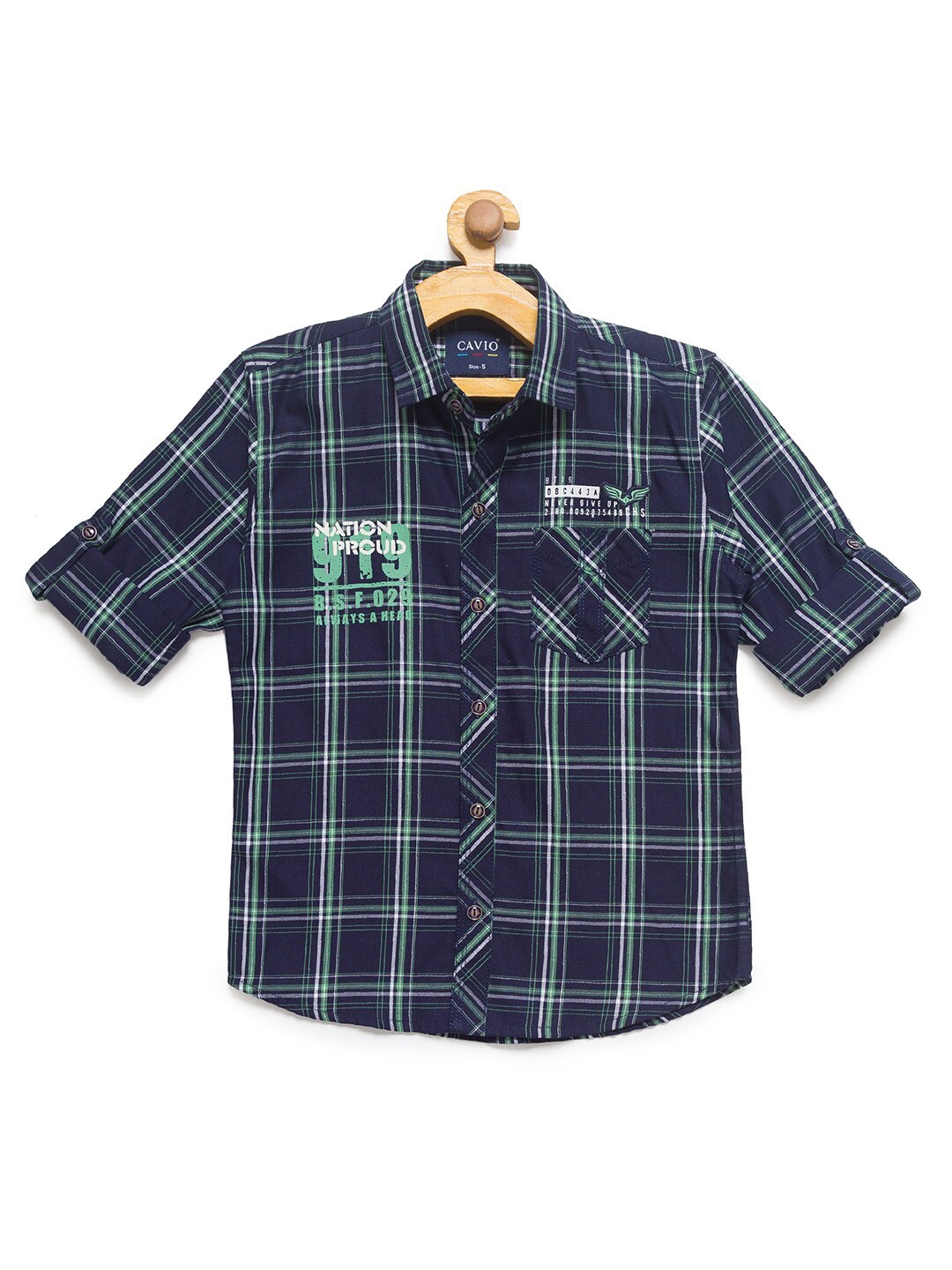 

CAVIO Boys Navy Blue Premium Tartan Checked Casual Shirt