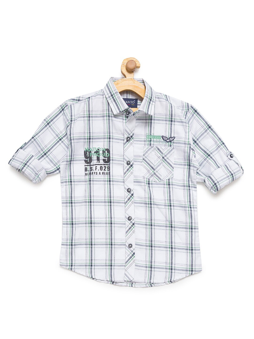 

CAVIO Boys White Premium Checked Casual Shirt