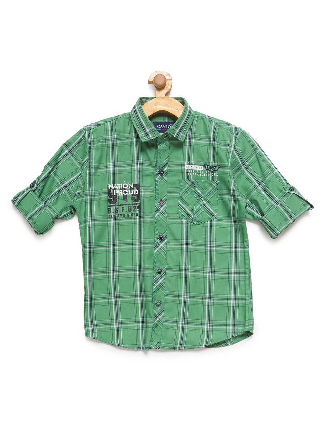 

CAVIO Boys Green Premium Checked Casual Shirt