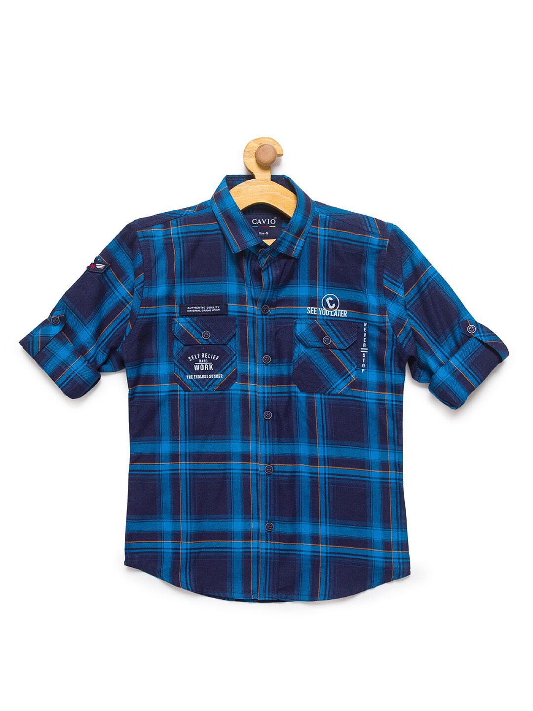 

CAVIO Boys Blue Premium Tartan Checks Checked Casual Shirt