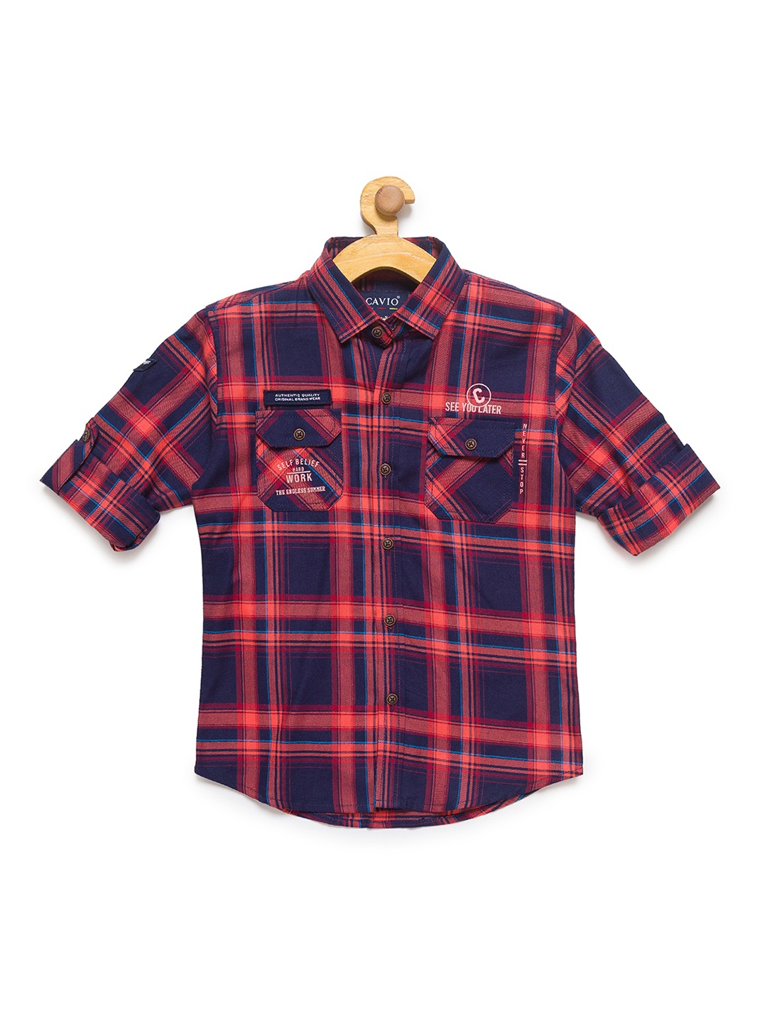 

CAVIO Boys Orange Premium Tartan Checks Checked Casual Shirt