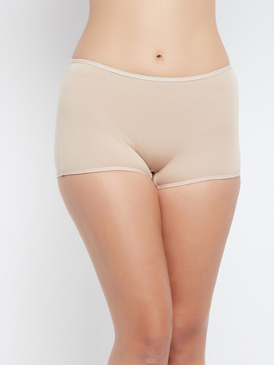 

Clovia Women Beige Solid Cotton Boy Shorts