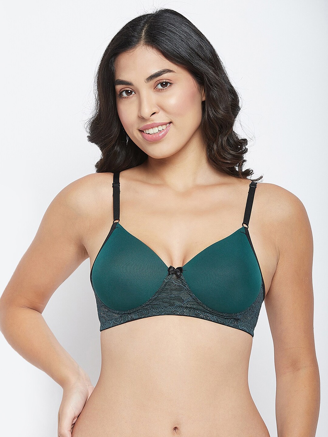 

Clovia Green & Black Bra Lightly Padded