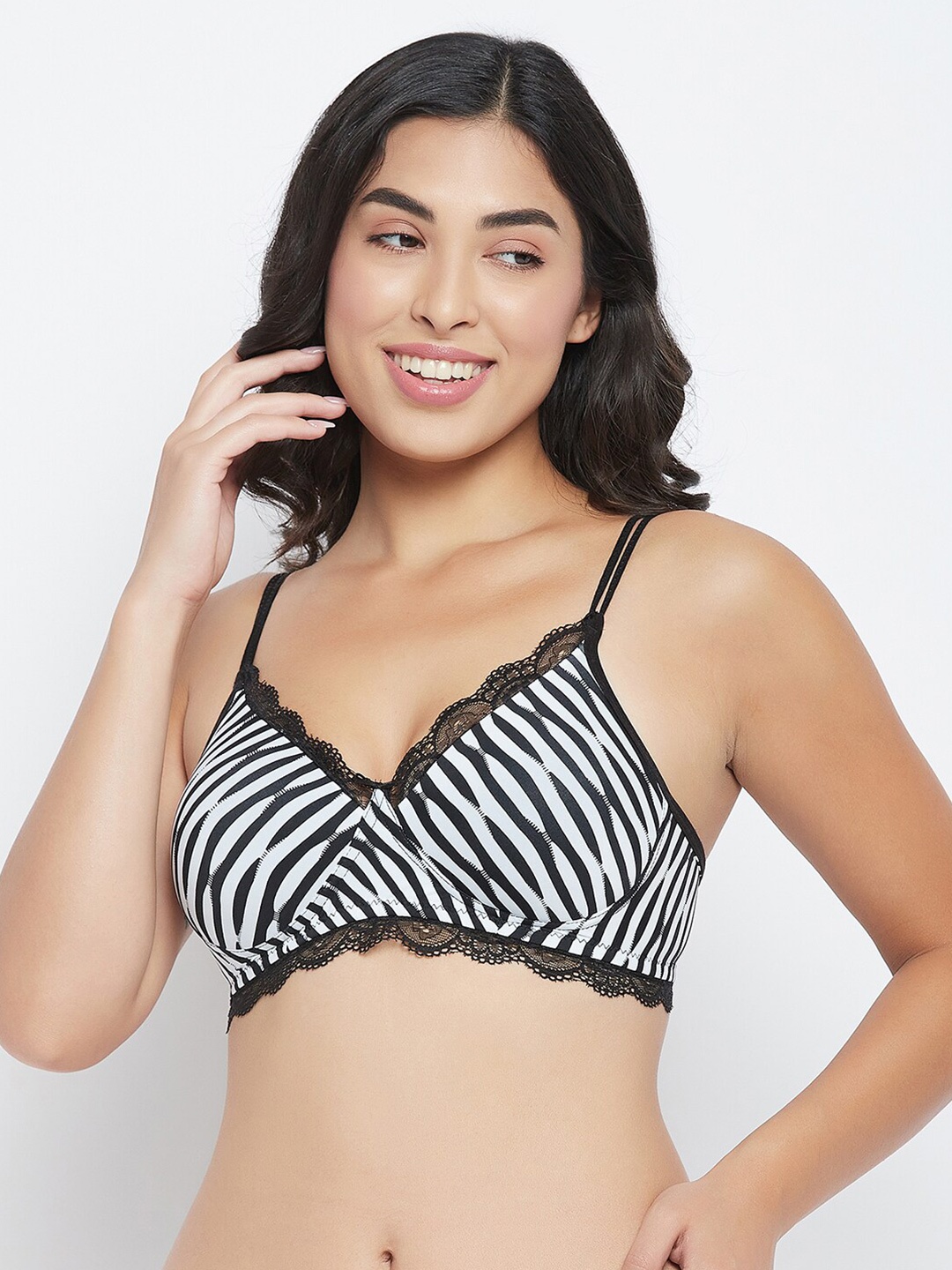 

Clovia White & Black Animal Printed Bra Lightly Padded