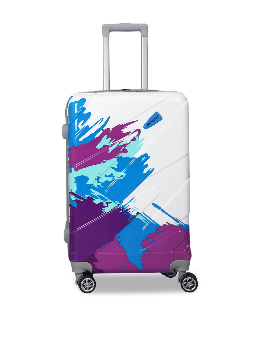 

Polo Class Blue & White Printed Hard-Sided Large Trolley Suitcase
