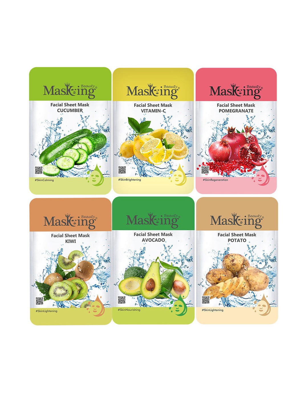 

MasKing Set of 6 Beauty Facial Sheet Masks - 20 ml each, Multi