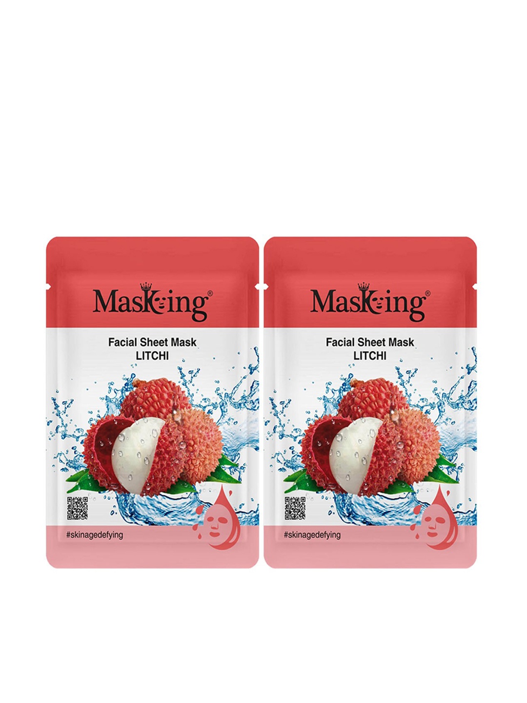 

MasKing Set of 2 Litchi Facial Sheet Mask - 20 ml each, Pink
