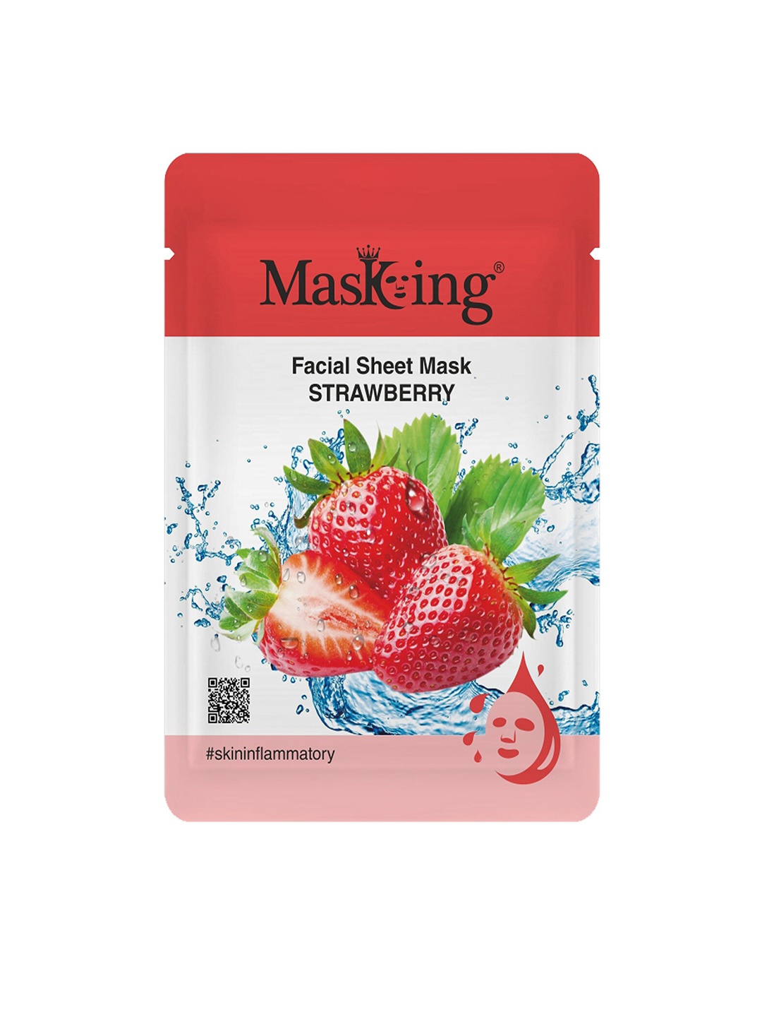 

MasKing Strawberry Facial Sheet Mask - 20 ml, Pink