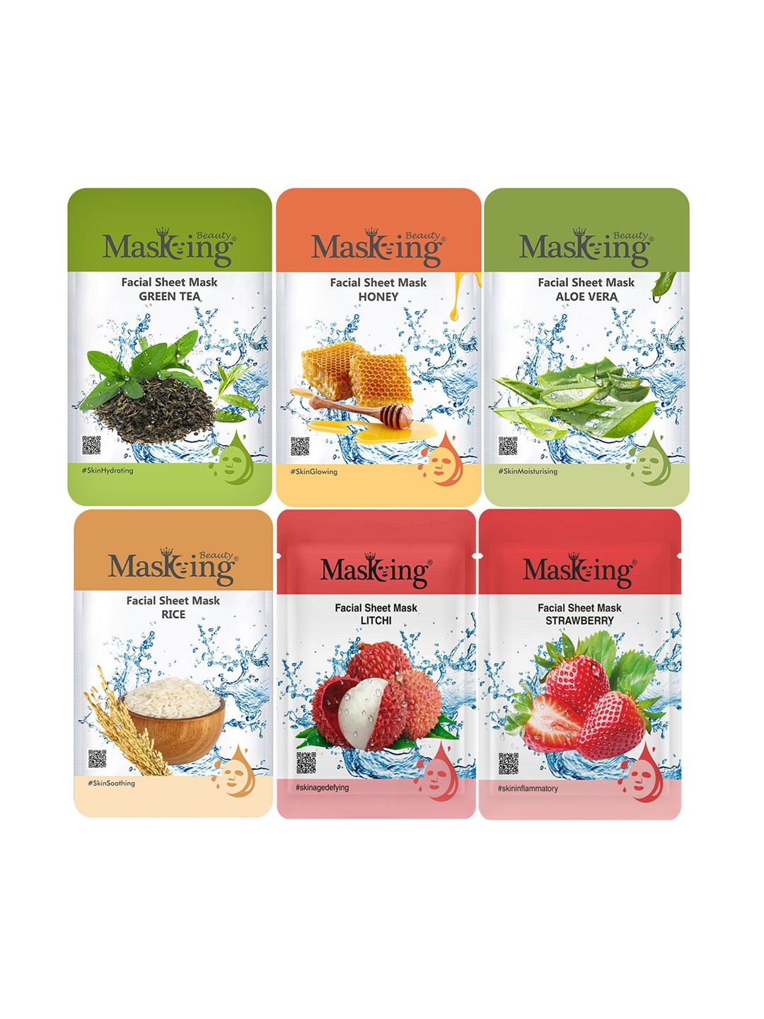 

MasKing Set of 6 Beauty Facial Sheet Masks - 20 ml each, Multi