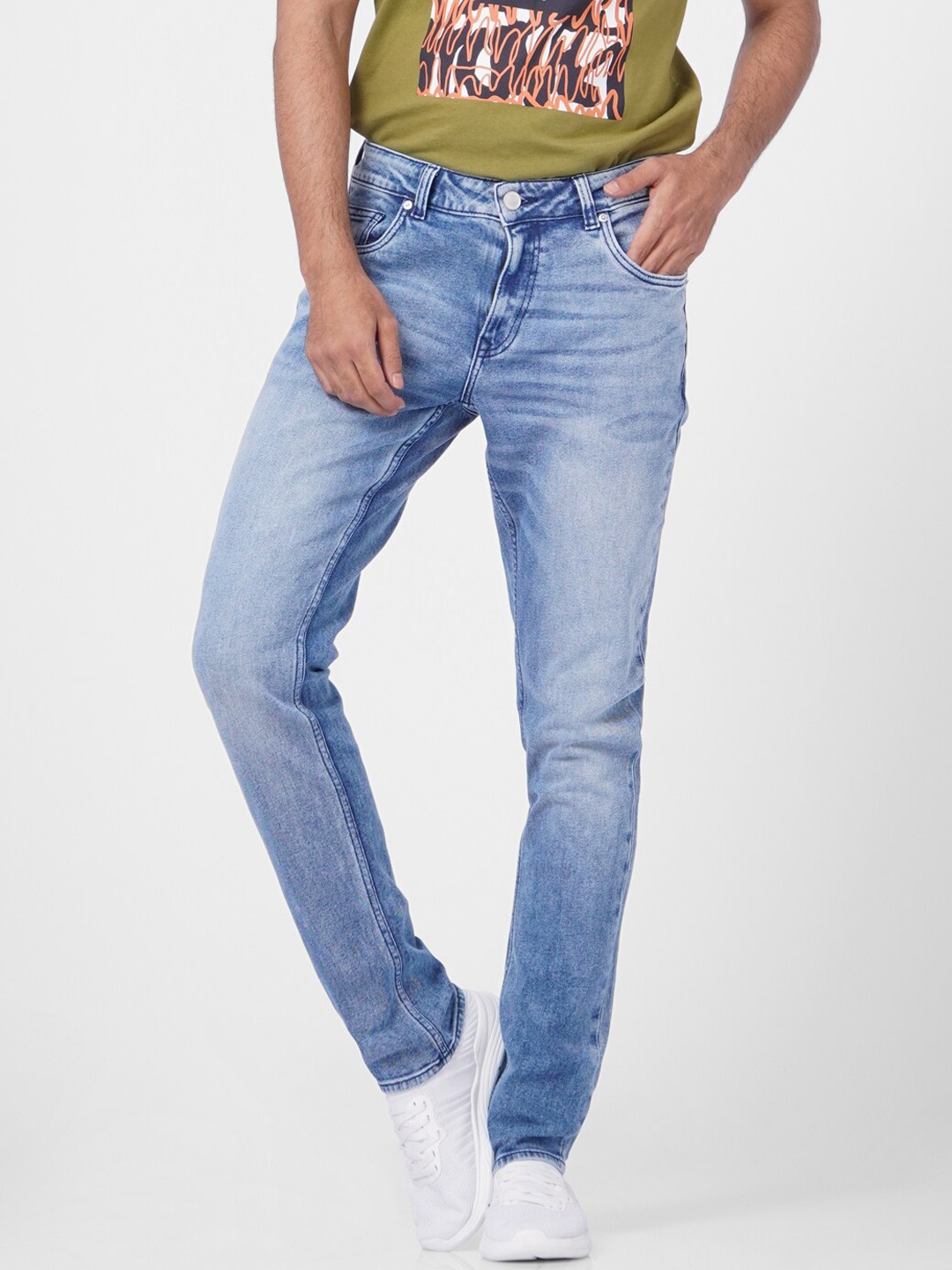 

Jack & Jones Men Blue Slim Fit Low-Rise Heavy Fade Jeans